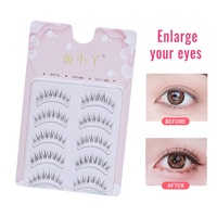 Cils naturels bouclés et croisés faits à la main avec bande transparente, 5 paires de cils en gros