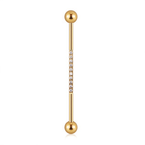 YICAI 14G acier inoxydable échafaudage industriel barre droite Cartilage boucle d'oreille pour les femmes pavé CZ industriel Barbell Piercing - Product Image 6