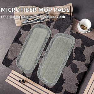 Têtes de balai serpillère plates en microfibre réutilisables pour le nettoyage et le frottement des sols humides et secs avec essorage manuel et manche en aluminium - Product Image 2