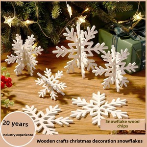 Décorations de flocons de neige 3D DAMAI pour Noël, centres de table en bois blancs en forme de flocons de neige pour Noël, décorations de pays des merveilles hivernales - Product Image 5