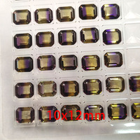 Piedra de Cuarzo Bicolor Sintética Ametrina Corte Esmeralda de 8x10mm a 12x16mm, Gema Suelta para Fabricación de Joyas