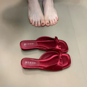 Sandales rouges élégantes pour femmes 2026 – Nouveau style français, nœud, bout carré, plates, polyvalentes, chaussures d'été - Product Image 5