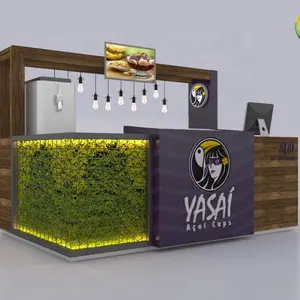 Specially design for mall food kiosk | acai berry display stand | soild wood stall for sale
