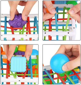 Giocattolo per neonati <span class=keywords><strong>1</strong></span>-2 anni, <span class=keywords><strong>giochi</strong></span> sensoriali Montessori per bambini 6-9-12-18 mesi, gioco di ordinamento delle forme con palline testurizzate, attività con palline sensoriali - Product Image 4