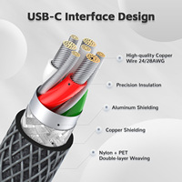 Cable USB Tipo-C en Espiral Attack Shark C01PRO, Conductor de Cobre Estañado, Revestimiento de Nailon+PET, Carga para Teclado Mecánico