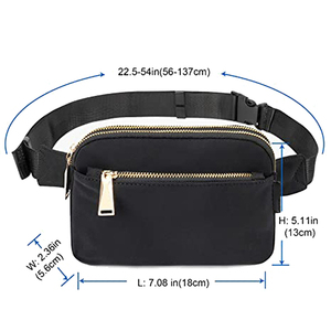 Fashionable Nylon Polyester Fanny Pack Lightweight Belt <b>Waist</b> <b>Bag</b> With Custom Logo Letter Decoration for <b>Men</b> Women - Product Image 2
