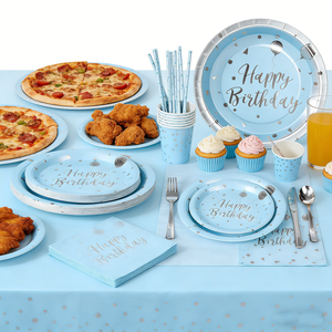 Nouveautés - Fournitures pour Fêtes sur le Thème des Anniversaires - Ensemble de Vaisselle en <span class=keywords><strong>Papier</strong></span> Jetable - Décorations pour Fêtes d'Anniversaire - Assiettes, Gobelets, Serviettes en <span class=keywords><strong>Papier</strong></span> - Product Image 5