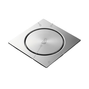 Siphon de sol carré en acier inoxydable, finition brossée, design moderne, facile à nettoyer, pour salle de bain, diamètre 8 pouces, fixation par compression - Product Image 1