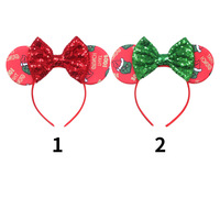 Serre-tête transfrontalier Mickey en tissu fait main avec nœud à paillettes pour enfants, idéal pour les fêtes de Noël