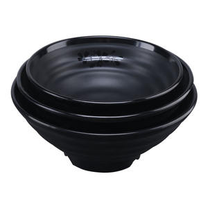 Bol à nouilles en mélamine noire pour restaurant, 9/10/12/14 pouces, côtelé, pour ramen, soupes et <span class=keywords><strong>poke</strong></span> bowls - Product Image 3
