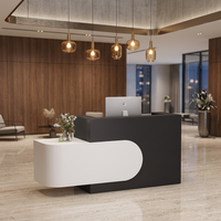 Mostrador de Recepción de Madera Negra Moderno Personalizado con Partición, Muebles Comerciales para Hotel, Tienda de Ropa, Boutique