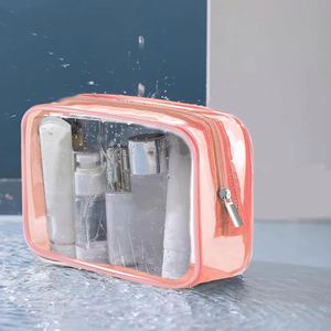 Organisateur de voyage pour articles de toilette, approuvé par la TSA, sac de maquillage transparent à fermeture éclair coloré - Product Image 4