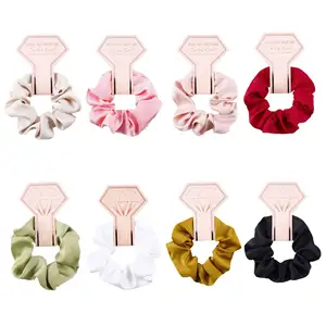 Vente en gros de chouchous en soie et en satin pour cartes chouchous de couleur pure à la mode cadeau de fête accessoires pour cheveux