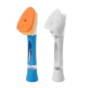 Spazzola per piatti <span class=keywords><strong>con</strong></span> dispenser di sapone da cucina, <span class=keywords><strong>serbatoio</strong></span> anti-perdita e doppia testa in spugna per la pulizia di pentole, padelle e lavelli - Product Image 2