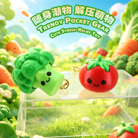 Porte-clés anti-stress en PLA imprimé en 3D, design mignon de dessin animé, en forme de légumes (tomate, brocoli, maïs, citrouille)