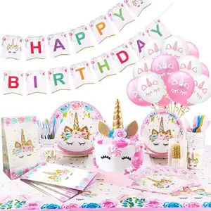 Conjunto de talheres de papel personalizado, conjunto de unicórnio para decoração de festa de aniversário