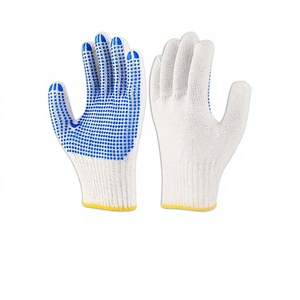 10Gauge Cotton Yarn Blue <b>PVC</b> Dotted Anti-slip <b>Gloves</b> Wear-resistant Safety Work <b>Gloves</b> For Lab Construction Logistics - Product Image 6