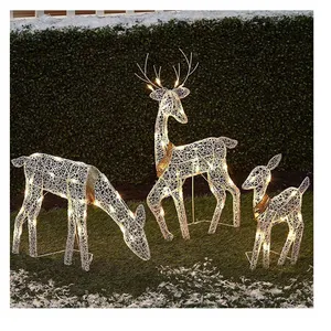 发光二极管圣诞麋鹿装饰主题灯新年3D驯鹿麋鹿发光二极管灯圣诞用品发光圣诞驯鹿