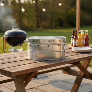 Kimelyda Panier de rangement traditionnel en métal galvanisé à 6 compartiments, organisateur de cuisine et porte-bière pour les fêtes - Product Image 2