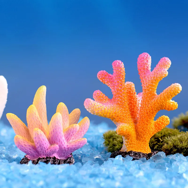 Coral starfish resin craft simulation figurine landscape ocean miniature animals plant wholesale aquarium fish tank decor