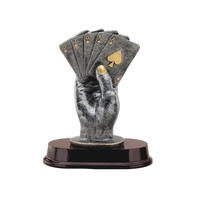 Trophée de poker en résine Champion avec logo personnalisé, base rectangulaire, nouvelle conception de médaille et plaque pour le jeu de poker