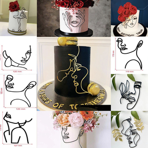 Adorno de Pastel Acrílico Minimalista con Rostro de Mujer, Decoración para Pastel de Cumpleaños, Adornos para Pastel de Boda, Artículos para Fiestas SP-64 - Product Image 1