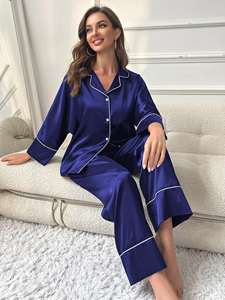 Conjunto de ropa de dormir transpirable y cómoda de alta calidad para mujer al por mayor, conjunto de ropa de dormir de manga larga y pantalones largos para mujer - Product Image 4