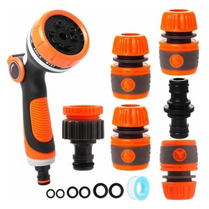 Pistolet <span class=keywords><strong>de</strong></span> pulvérisation pour tuyau d'arrosage 10-en-1 en métal haute pression avec valve à commande au pouce pour bricolage - Product Image 2