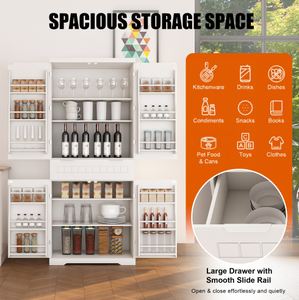 Adjustable Shelf <b>Kitchen</b> <b>Pantry</b> Storage Cabinet Buffet Cupboard Sideboard with <b>Kitchen</b> Features - Product Image 4