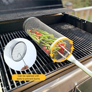 Acier inoxydable 304 Net <span class=keywords><strong>Tube</strong></span> facile à rouler résistant à la chaleur BBQ griller panier pour charbon de bois en plein air cuisson Camping nettoyage des fruits - Product Image 6