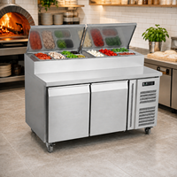 Réfrigérateur commercial avancé en acier inoxydable sous comptoir, 2 portes, table de préparation pour pizzas pour boulangerie