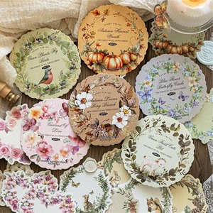 10 Stickers Per Pack Forest All Things Series Embossed Raised Self-adhesive Printed <b>Scrapbook</b> Vintage Wreath Designs Holiday - Product Image 1