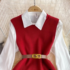 En Gros Ensemble Tricoté Doux Blanc Ample <span class=keywords><strong>2</strong></span> Pièces Automne 2024, Pull et Chemise à Manches Longues Décontractés pour Femme, Ensemble Tissé - Product Image 6