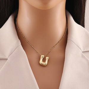Collar inicial alfabeto letra burbuja collar 3D Oro inicial monograma collar globo letras regalo personalizado para ella - Product Image 6
