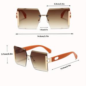 Z114 Luxury Women Men Y2k Style Oversized <b>Rectangle</b> Square Unique Retro Vintage <b>Rimless</b> Frameless <b>Sunglasses</b> - Product Image 6