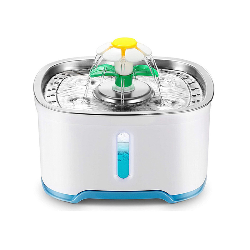 Фонтан воды кота из нержавеющей стали 84oz/2.5L Автоматическая Pet фонтан воды с окошка уровня воды и светодиодной подсветкой