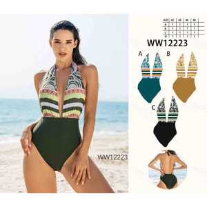 Costume da bagno intero HDJ a vita alta con stampa, controllo pancia, taglie forti, scollo all'americana, da donna, taglie 42 44 46 48 - Product Image 1