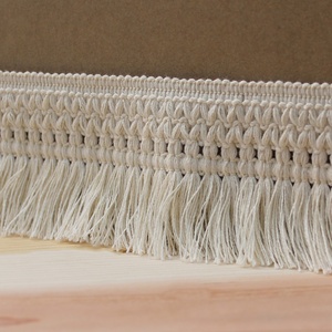 Bán Buôn Màu Be 11Cm Thắt Nút Dài May Bông <span class=keywords><strong>Fringe</strong></span> Tua Trims Cho Thảm Thảm Rèm Nhà Dệt - Product Image 2