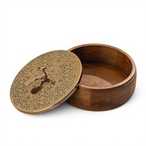 Solid <b>Wooden</b> Handcrafted Chapati <b>Box</b> Natural Roti Keeper <b>Storage</b> Container with Flip Top Lid Stackable & Eco-Friendly - Product Image 6