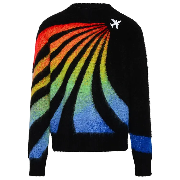 DiZNEW Crewneck High Quality Jacquard Knitwear Pullover Jumpers Winter Cotton Custom Logo Men Sweater