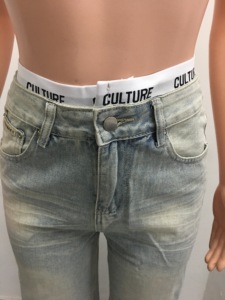 Jeans da Donna a <span class=keywords><strong>Vita</strong></span> Alta, Gamba Dritta, Senza Elasticità, <span class=keywords><strong>in</strong></span> Denim Lavato e Distressed, <span class=keywords><strong>con</strong></span> Lettere sul Fascia Interna <span class=keywords><strong>in</strong></span> <span class=keywords><strong>Vita</strong></span>, Stile Sehe Fashion - Product Image 5