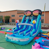 Toboggan aquatique gonflable électrique de 20 pieds à double piste avec piscine amovible, château gonflable et toboggan aquatique pour fête