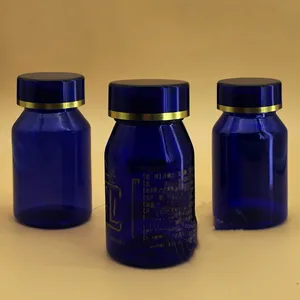 Garrafa de suplemento de vitamina de plástico, recipiente de plástico para uso doméstico 2022 barato, azul, 100ml, 120ml