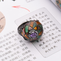 Pendentifs, bagues, émail cloisonné, argent 925, CZ, bague en améthyste, boucles d'oreilles, collier, ensemble de bijoux