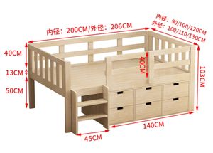 Lit Loft bas multifonctionnel avec armoire pour les enfants qui jouent pour s'amuser lit en bois avec tiroirs - Product Image 6