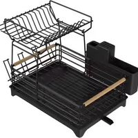 Égouttoir à vaisselle double niveau pour cuisine, support de rangement de comptoir à deux étages, organisateur de bols et assiettes