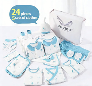 Set di 24 Pezzi di Vestiti <span class=keywords><strong>per</strong></span> Neonati in Cotone, Cofanetto Regalo con Stampa Oceanica <span class=keywords><strong>per</strong></span> Baby Shower, 0-12 Mesi - Product Image 1