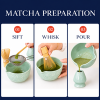 Kit de préparation du matcha à la japonaise, 8 pièces, bol en céramique Sakura, fouet, cuillère, tamis, coffret cadeau