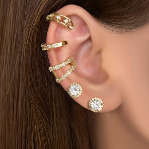 Boucles d'oreilles tendance en laiton ZC pour femme, cadeau de fiançailles, de fête ou de mariage, plaqué or 18 carats et rhodium - Product Image 6