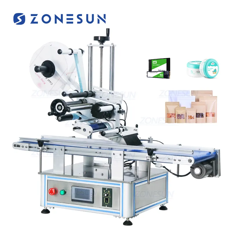 Zonesun ZS-TB150PB tự động Tabletop Sticker mỹ phẩm túi hộp bề mặt phẳng máy dán nhãn